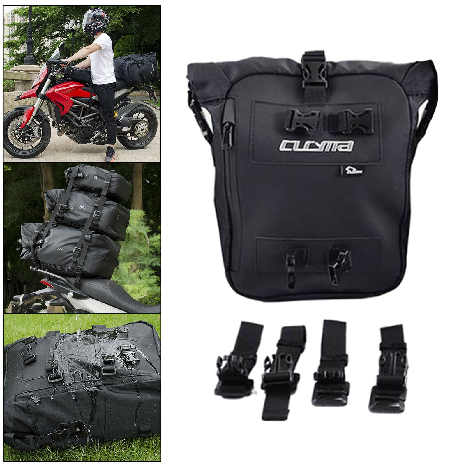 Universal Motorcycle Tail Bag Waterproof Saddle Bag Backpack Gear Black S