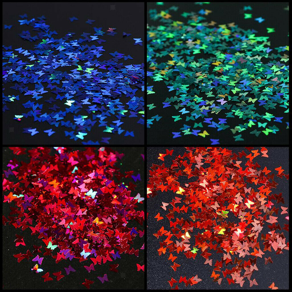 12 Colors Nail Sequins Paillettes Colorful Butterfly Flakes Nails Art Decals