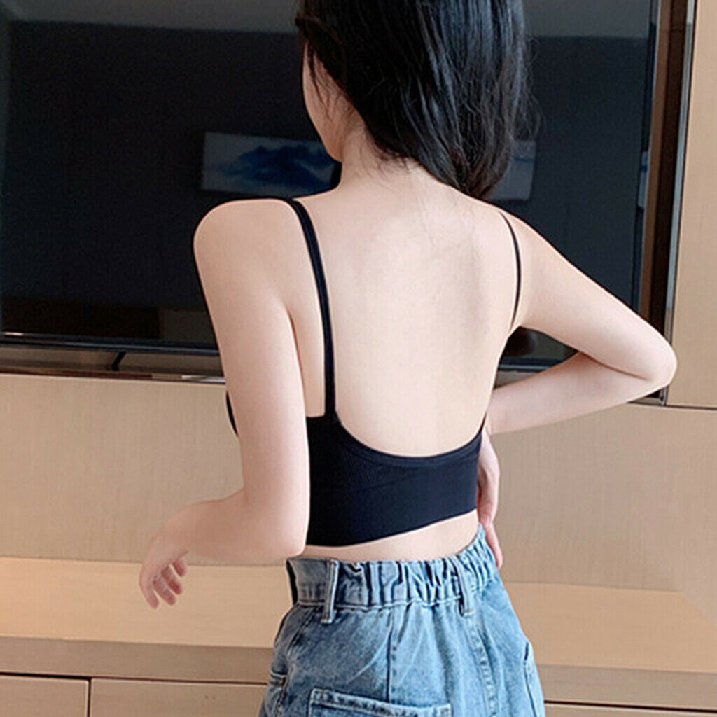 2 Pack Womens Padded Bralette Spaghetti Straps Seamless Comfort Bra Bustier