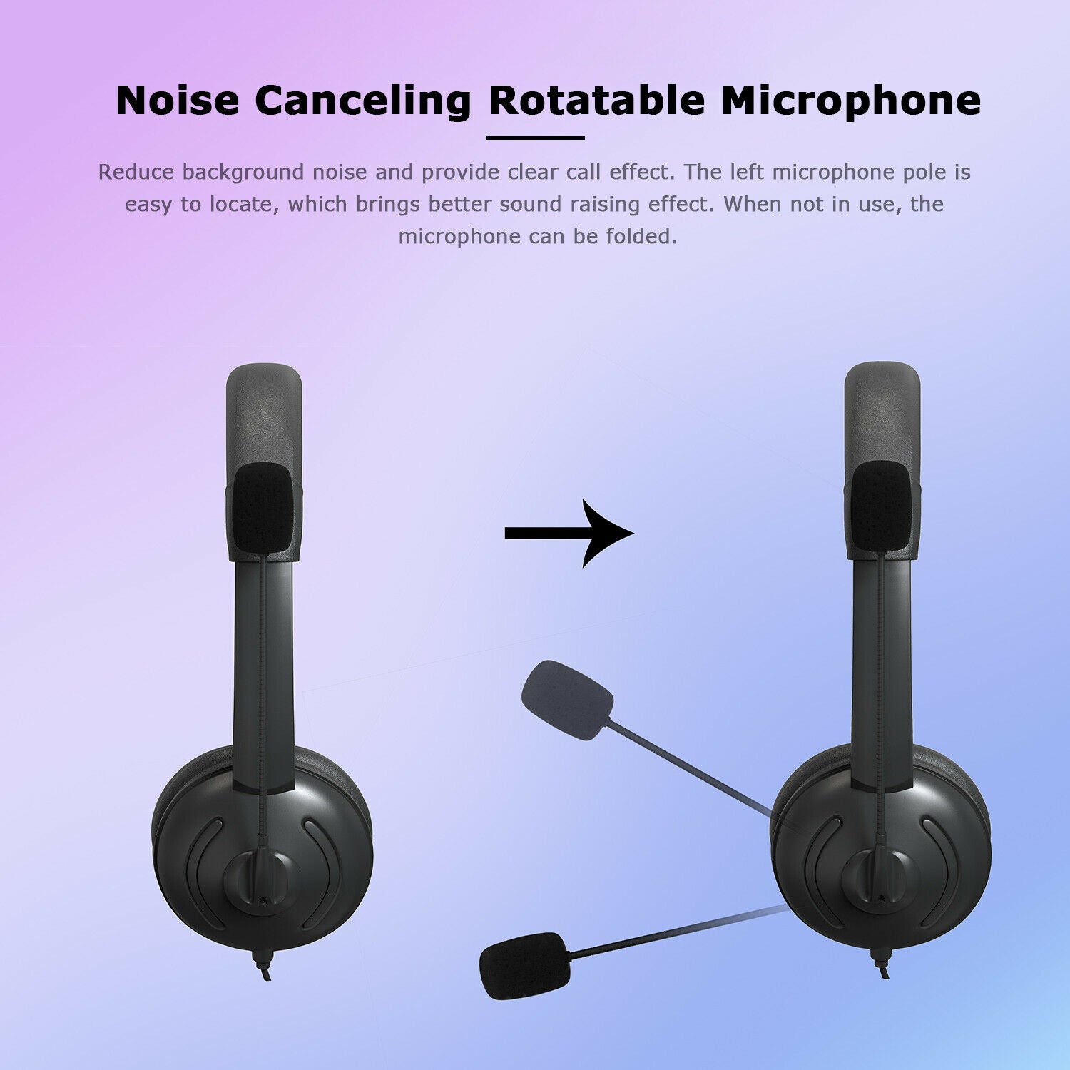 USB Headphone w/Noise Cancelling Mic Computer Headest for Laptop PC Call Center