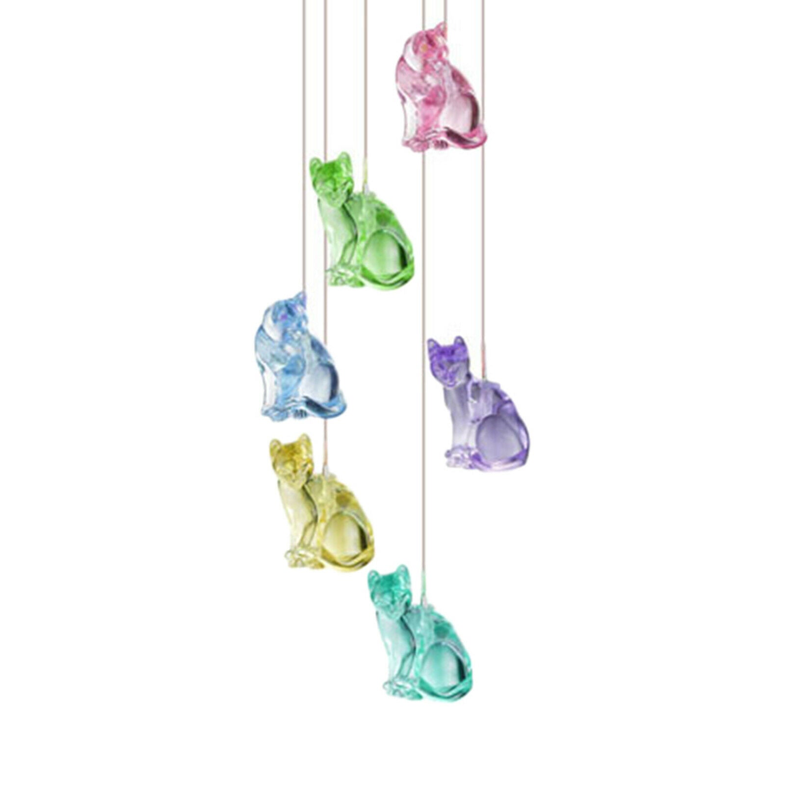 Hanging Romantic Creative Cat Solar Wind Chime LED Lamp Garden Yard Ornament