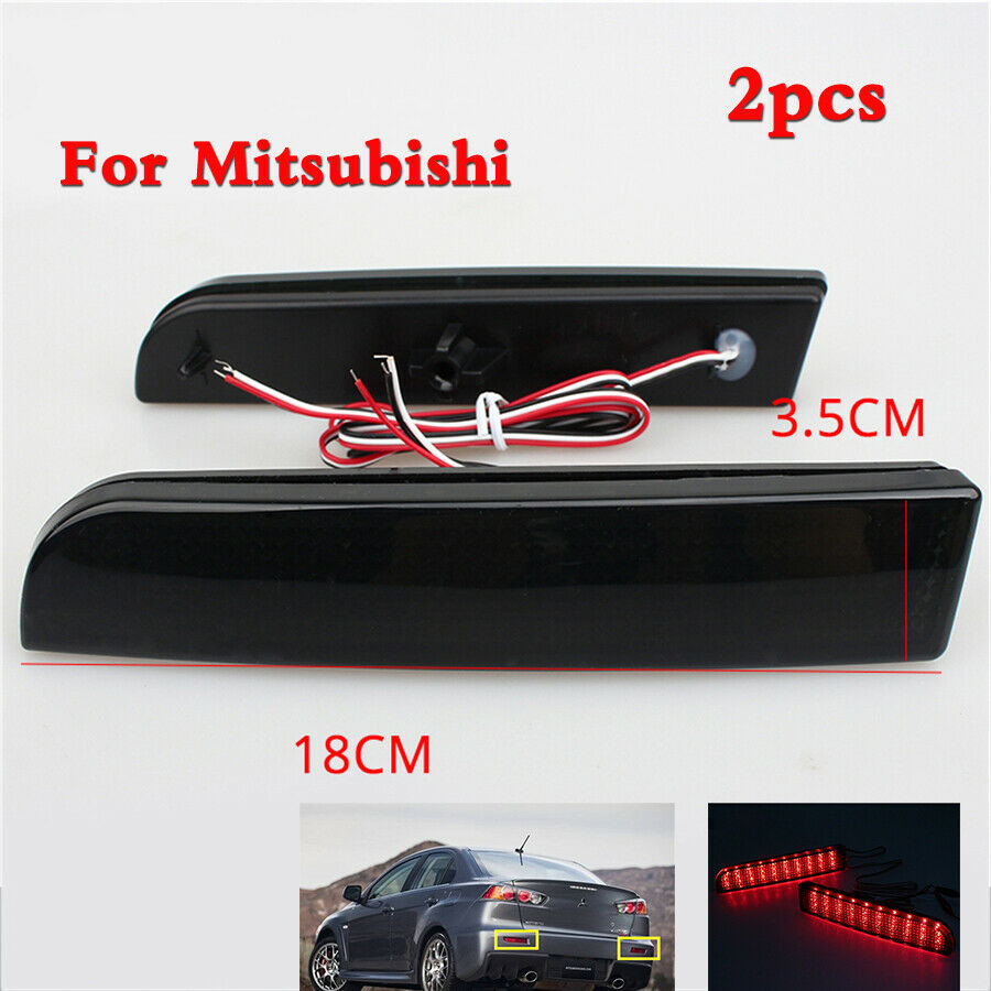 2pcs Somke Lens Car Bumper Brake Tail Lamp Turn Signal LED Lights For Mitsubishi