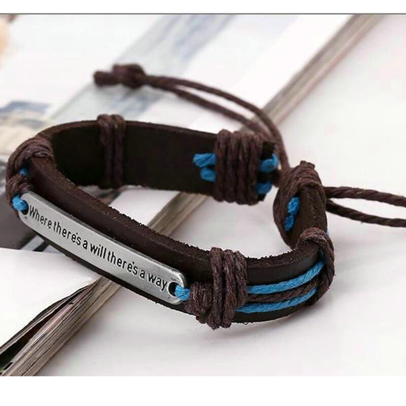DIY Men Cuff Surfer Tribal Hemp braided Wrap Wrist Faux Leather Bracele.l8