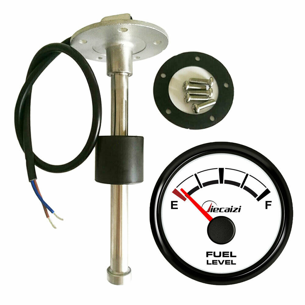 2-1/16" fuel level gauge with 6.5inch sender 0-30ohm 9-32V for car boat blue led