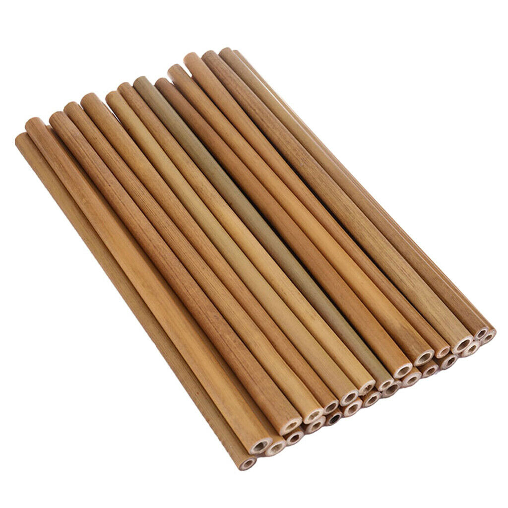 30x Real Bamboo Straw Sticks Tableware DIY Pen Holder Wood Hobby Supplies
