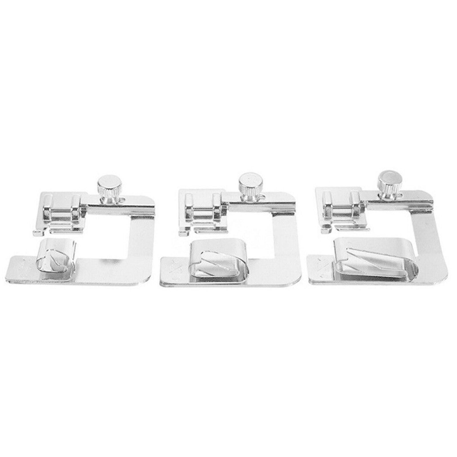 3Pcs Wide ROLLED Hemmer Foot For Domestic Sewing Machines Snap on Presser