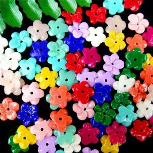 100Pcs Multicolor Mixed Tridacna Carved Flower Pendant Bead 10x2mm HH6396F