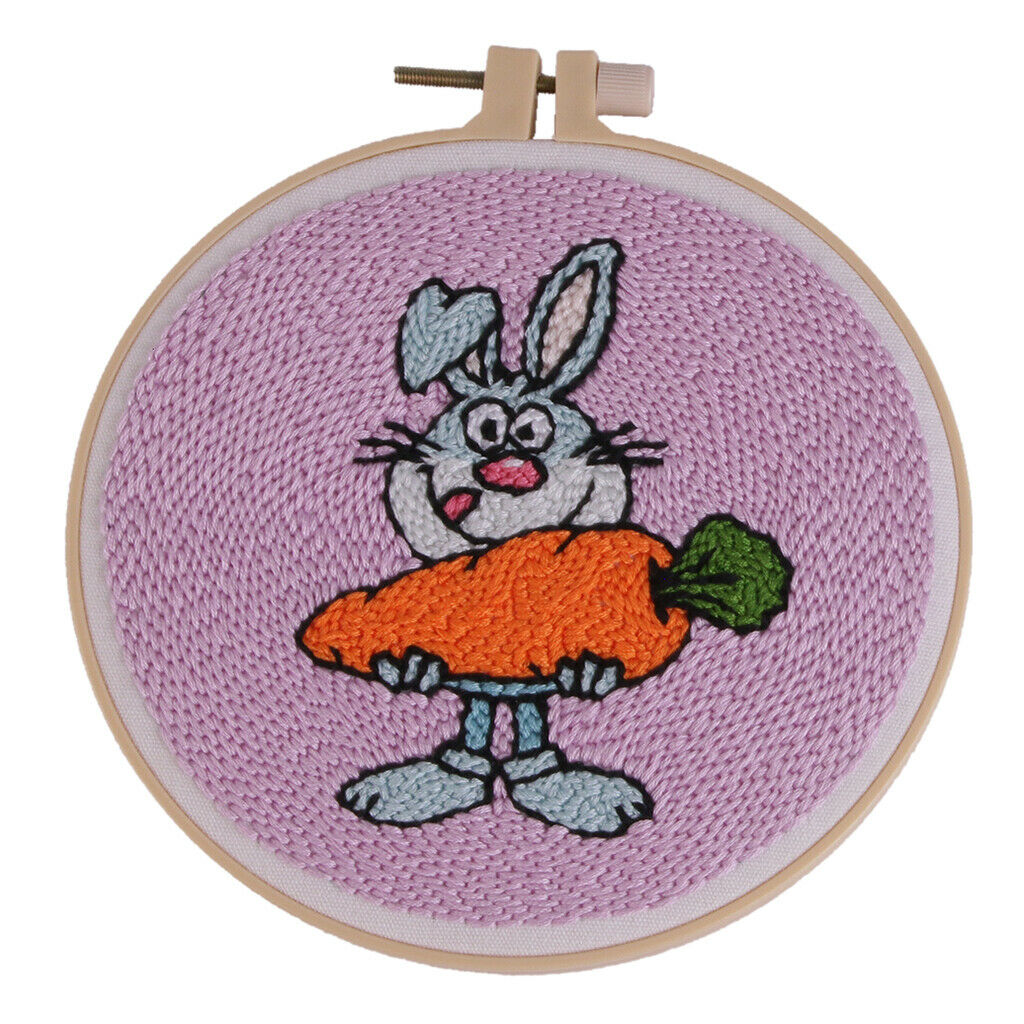 2 Sets Punch Needle Kit with Basic Tools Punch Needle Pen Lovely Bunny Cat