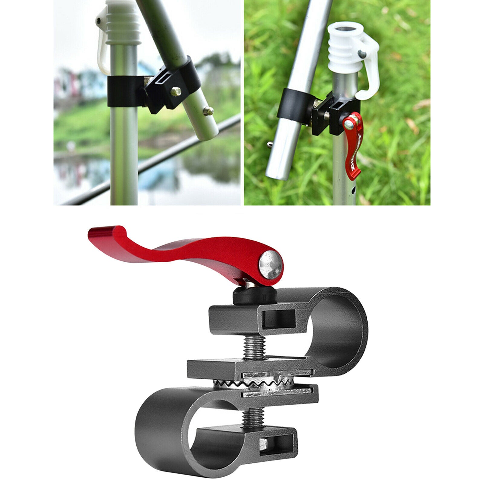 2X Heavy Aluminum Alloy Umbrella Holder Fixed Clip Brackets Accessories Grey