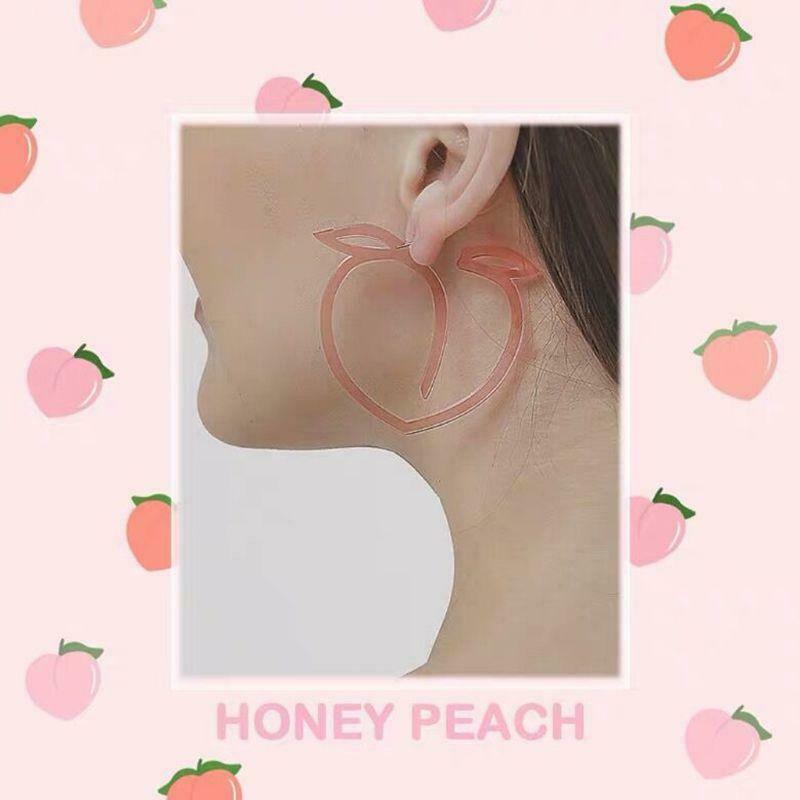 Pink Peach Earrings Sweet Fruits Acrylic Drop Dangle Earrings Fashion Jewelry