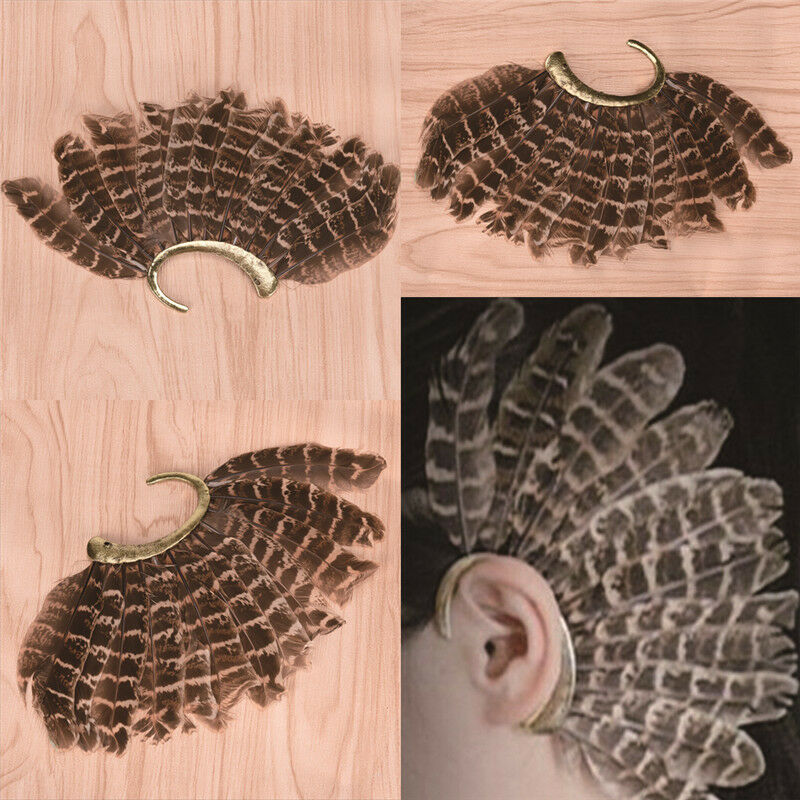 Fashion Feather Ear Cuff Wrap Clip Earring Retro Punk Rock Earrings Ear Cl.l8