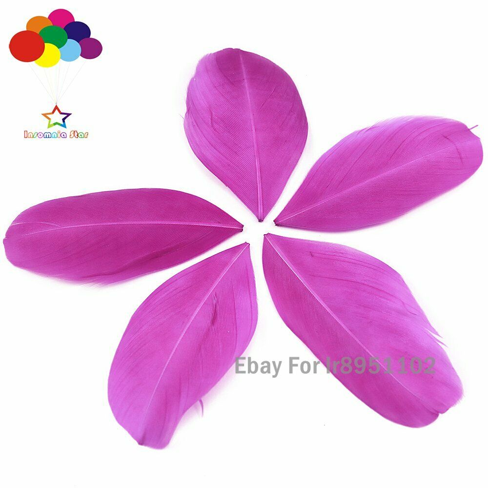 100 Deep pink Hand-tearing Goose Feathers Plumes 5-7cm for Wedding Party Diy