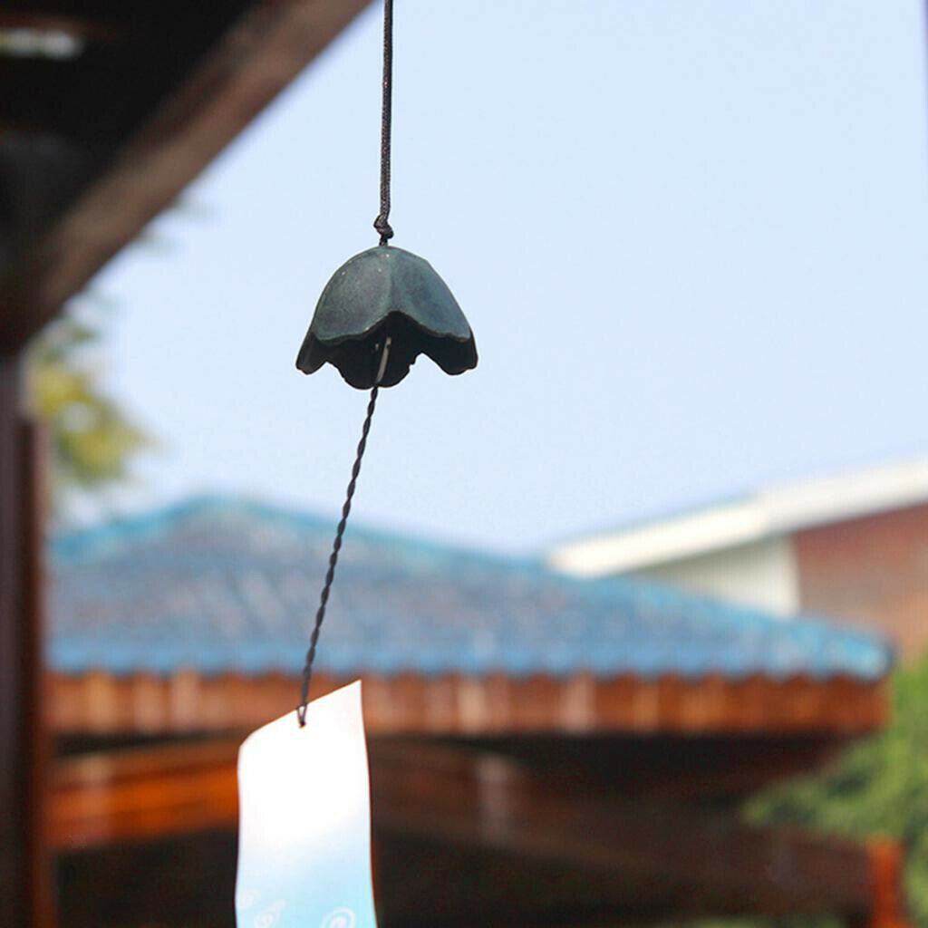 Japanese Iron Wind Chime Outdoor Garden Hanging Ornaments Platycodon-Green
