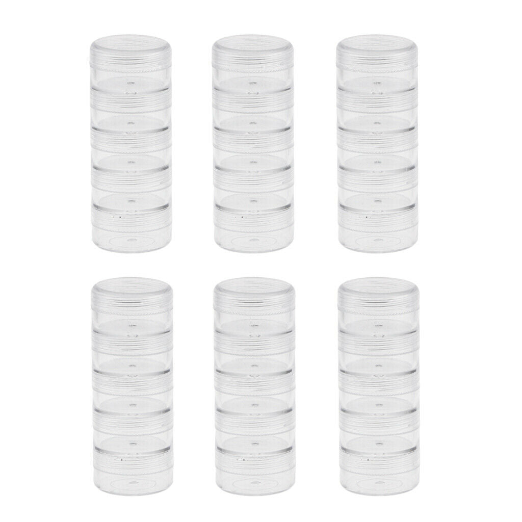 30Pcs Round Stackable Beads Box Organizer w/ Screw Lids Jewellery Display