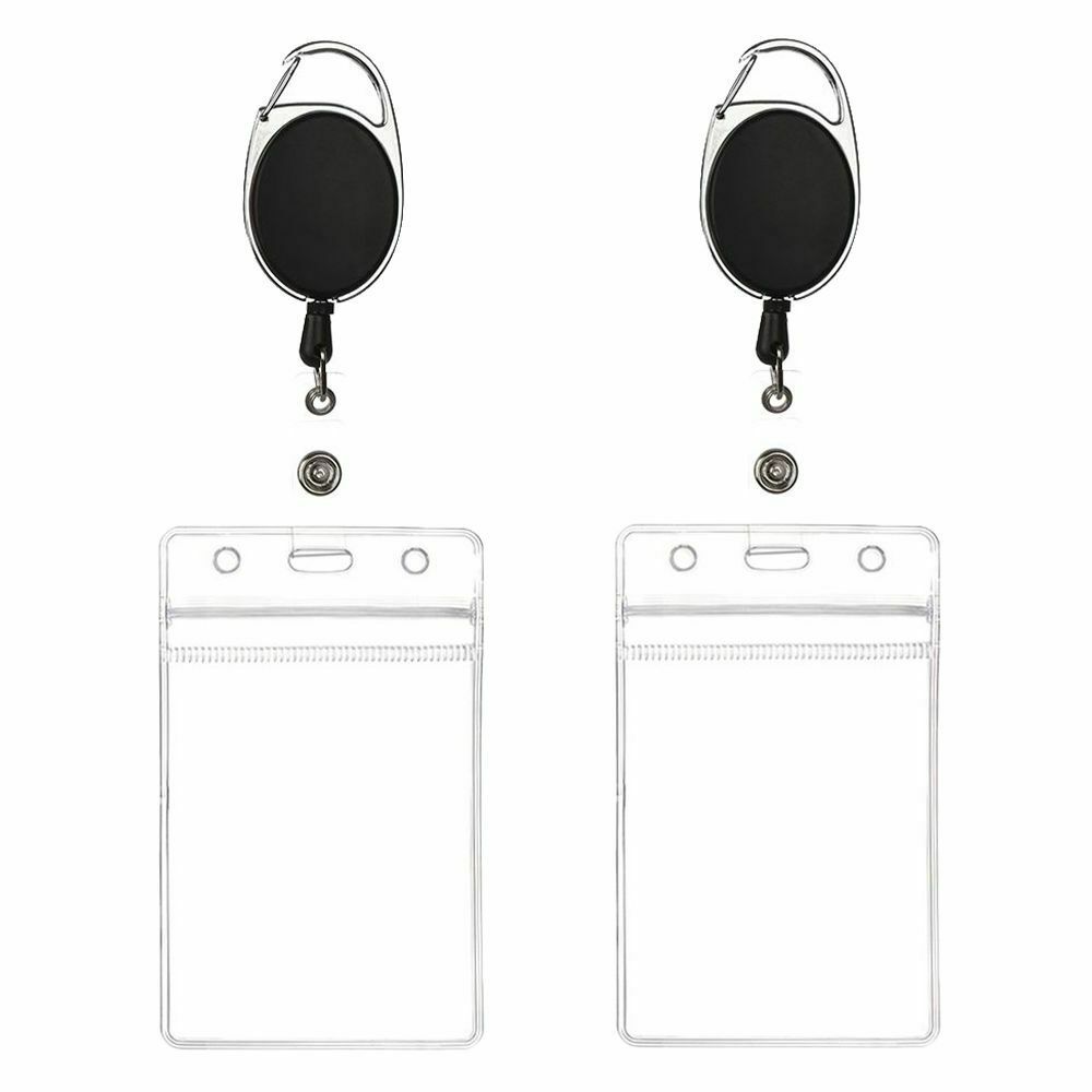 Unisex PVC Credit Card Case Reel Clip ID Card Holder Retractable Badge Holders