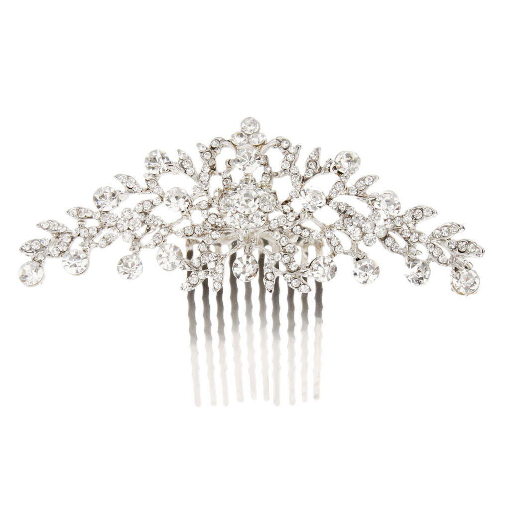 3 Pieces Bridal Wedding Flower Diamante Crystal Rhinestone Women Hair Comb
