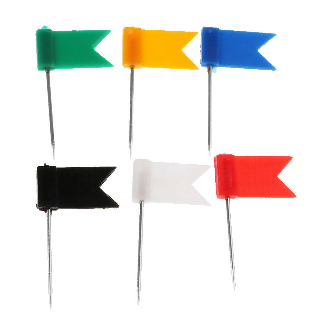 100pcs Mixed Color Flag Push Pin Nail Thumb Tack Cork Board Map Drawing Pins