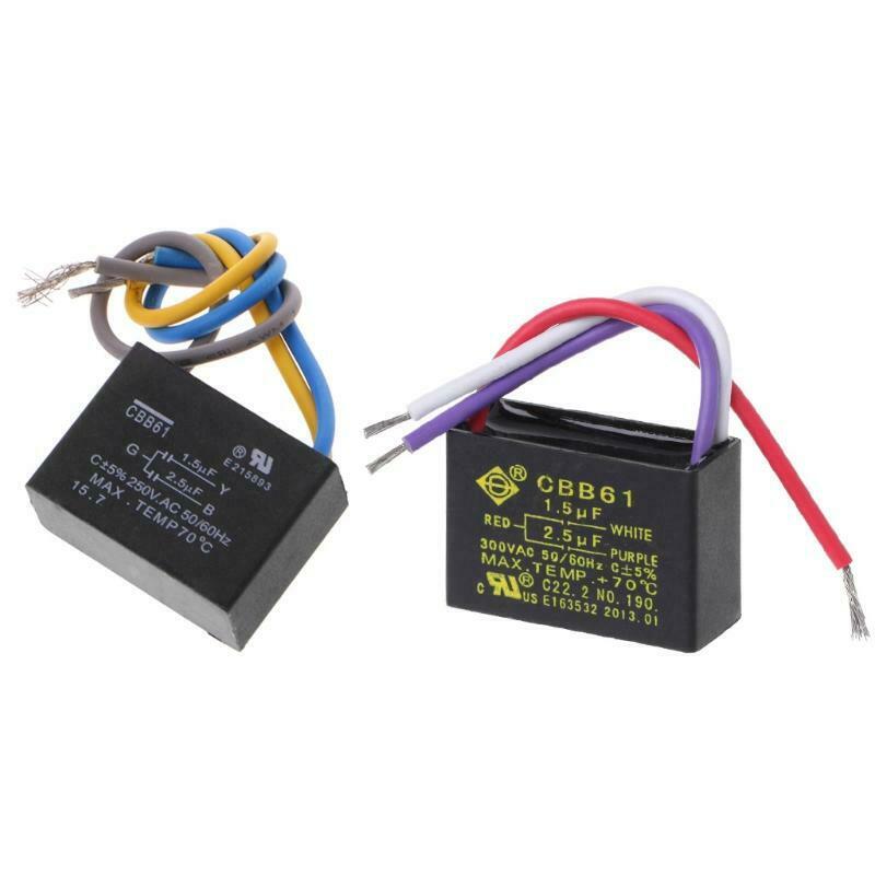 Black CBB61 1.5uF+2.5uF 3 Wires AC 250V 50/60Hz Capacitor For Ceiling Fan