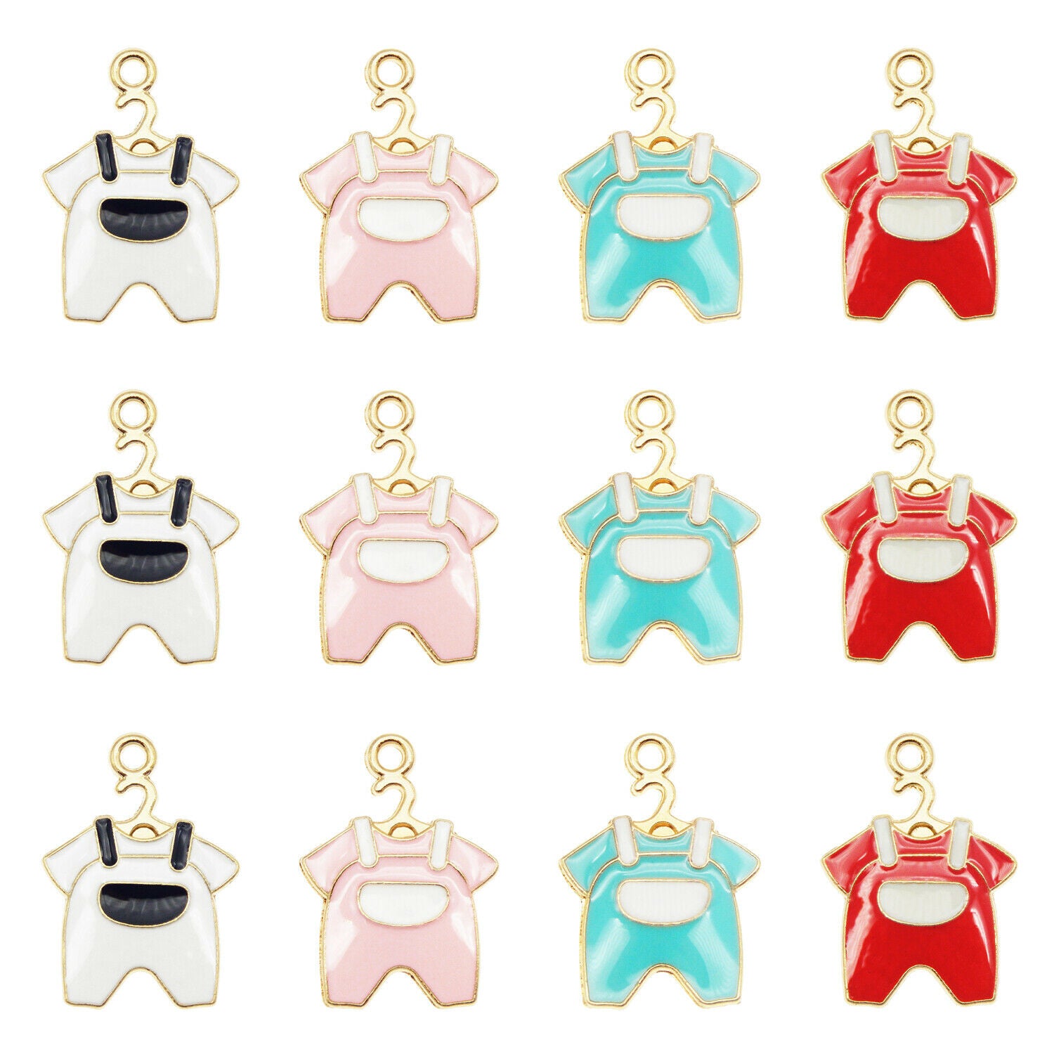 Wholesale Enamel Plated 22x16mm Baby Strap Clothes Pendant Charms Findings 24pcs