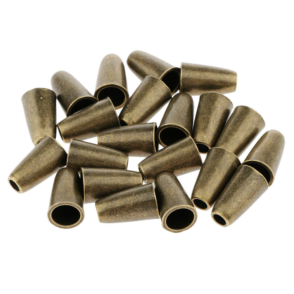 20x Conical Bell Rope Stopper Cord Lock Ends for Clothes Backpack Bronze