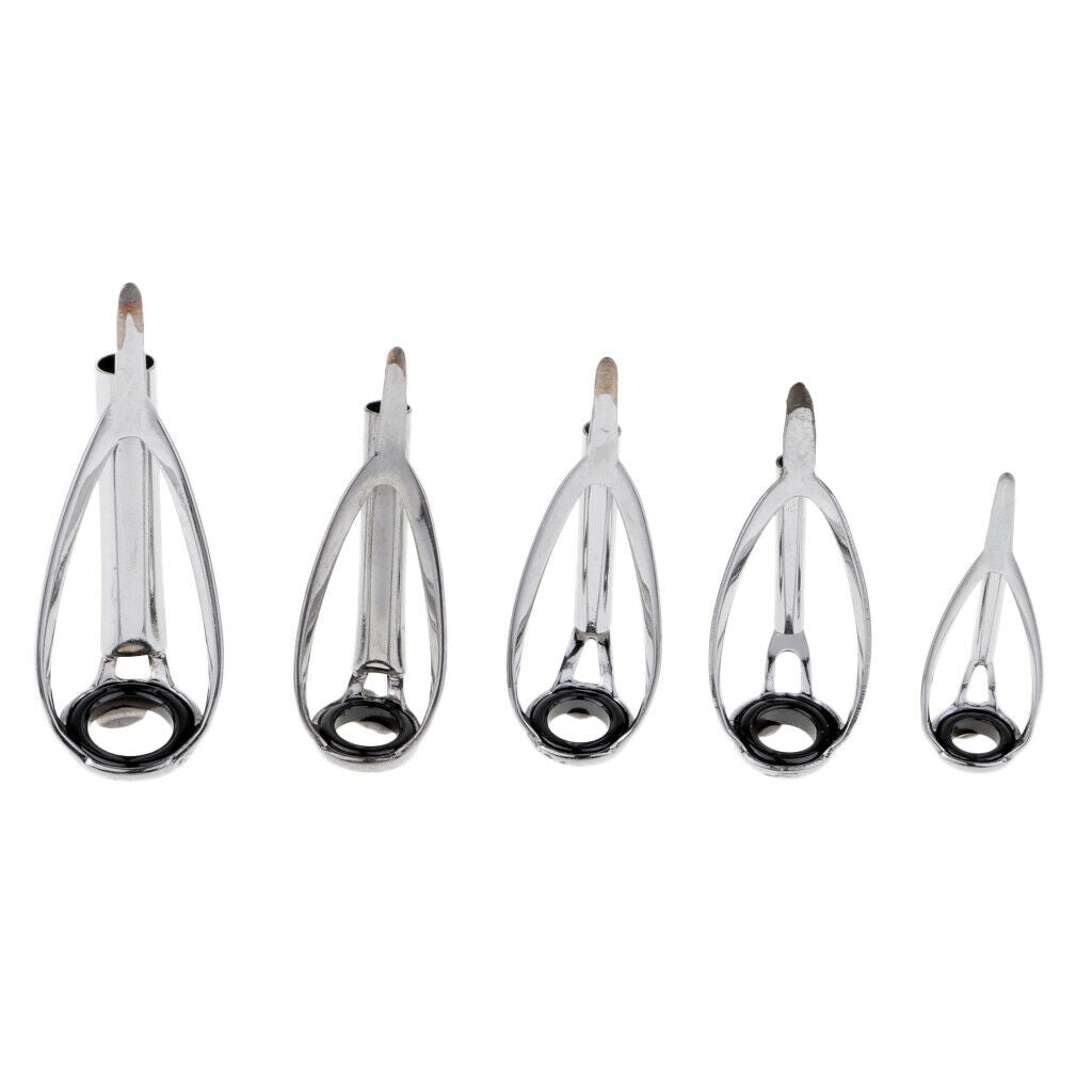 5 Pieces Sturdy Fishing Rod Guides Pole Tips Ring DIY Building Kits 5 Sizes