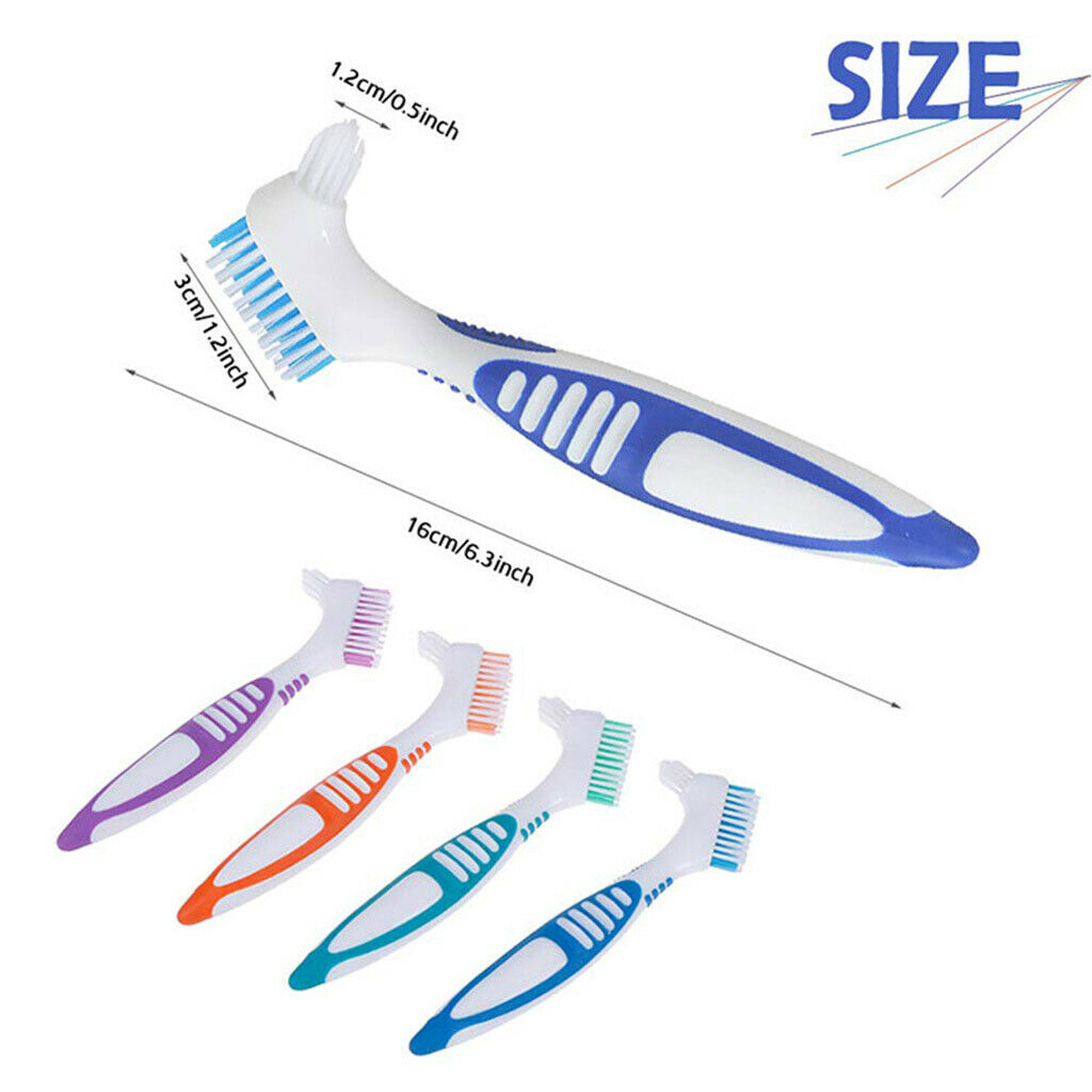 4 Packs Denture Cleaning Brushes Oral Care Toothbrush w/ Anti-slip Handle