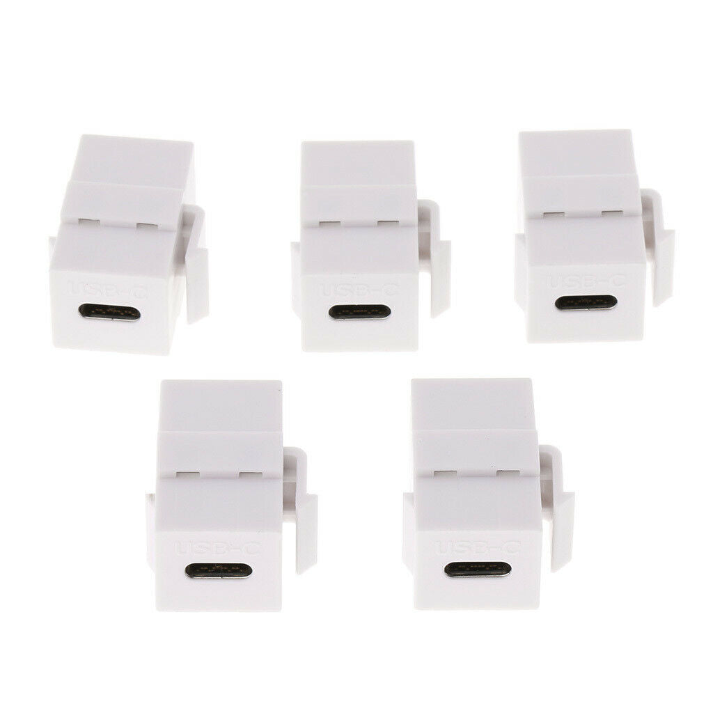 5Pieces Wall Plate Keystone   USB C Type C Female/Female, Coupler Type, White