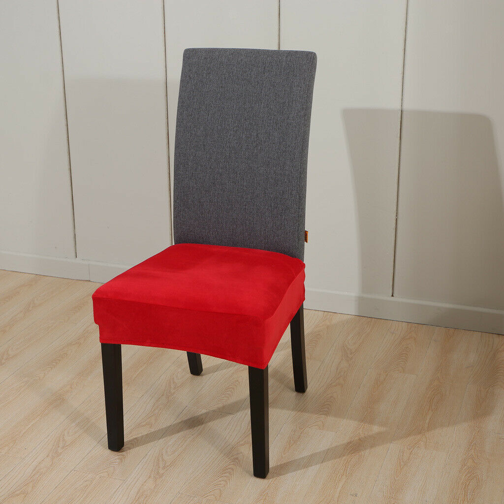 Velvet Polyester Stretch Wedding Banquet Dining Chair Seat Cover  Red