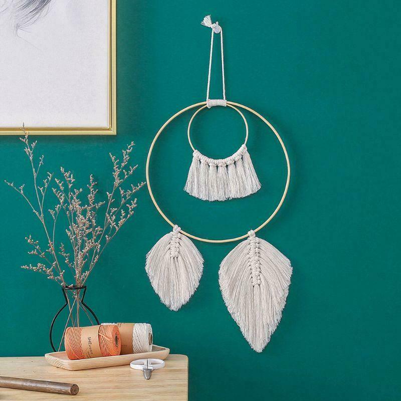 Leaf Macrame Woven Wall Hanging Tapestry Handmade Chic Boho Bohemian Home Decor