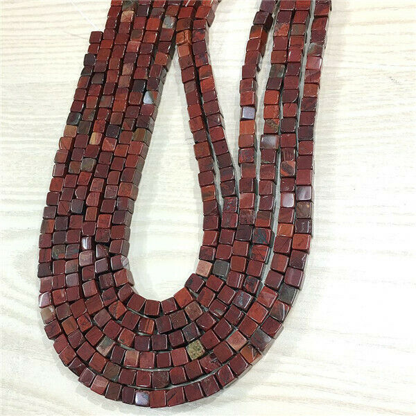 1 Strand/62Pcs 6x6mm Natural Rainbow Jasper Cube Spacer Loose Beads 15.5" HH714
