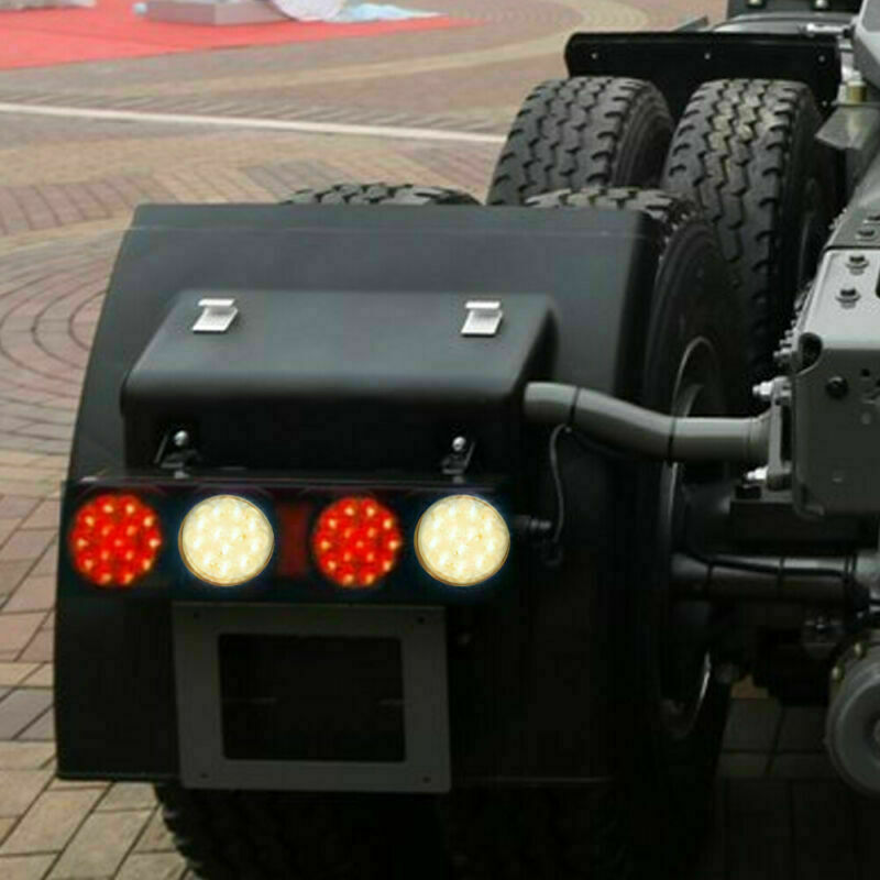 4x 4" Round Amber 12-LED Stop Turn Brake Trailer Tail Light for Jeep Semi Truck