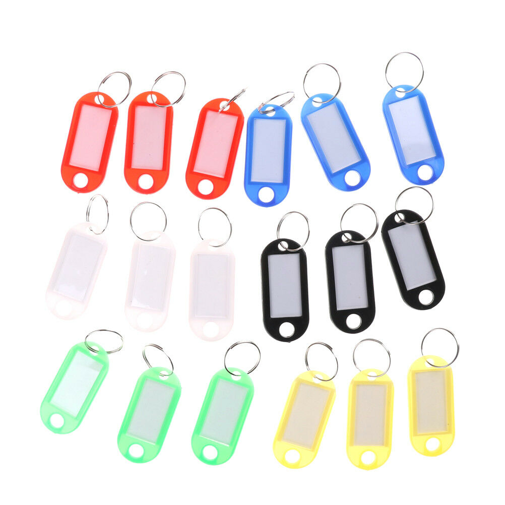 20pcs Keychain Key Split Ring ID Tags Name Card Label Luggage Bag Tag Tt
