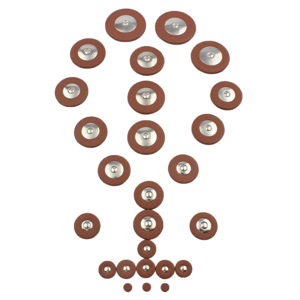 26Pcs Leather Sax Pads Protector Brown for Alto Saxophone Replacement Parts