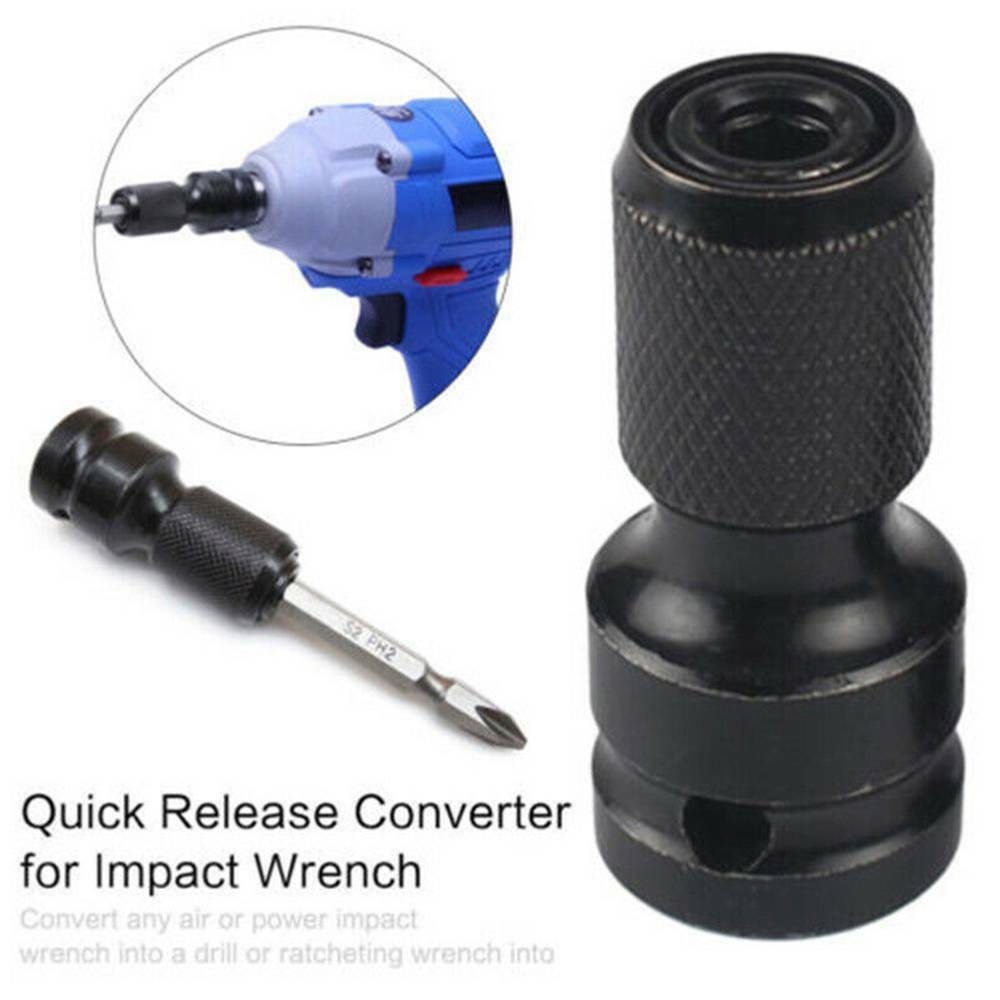 1/2'' Square to 1/4'' Hex Shank Drill Socket Adapter Converter for Impact Wrench