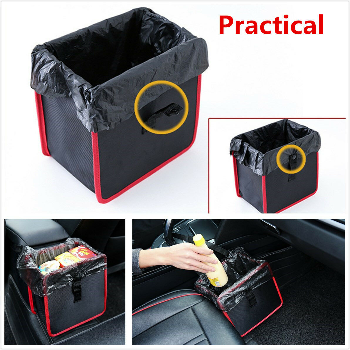In-Car Wastebasket Litter Leak Proof Bin Wastebasket Container Trash Storage Box
