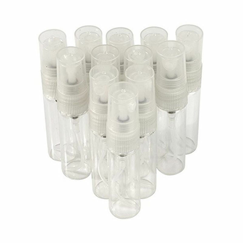 5x  5ml Clear Glass White Spray Empty Bottles Pump Spray With Cap