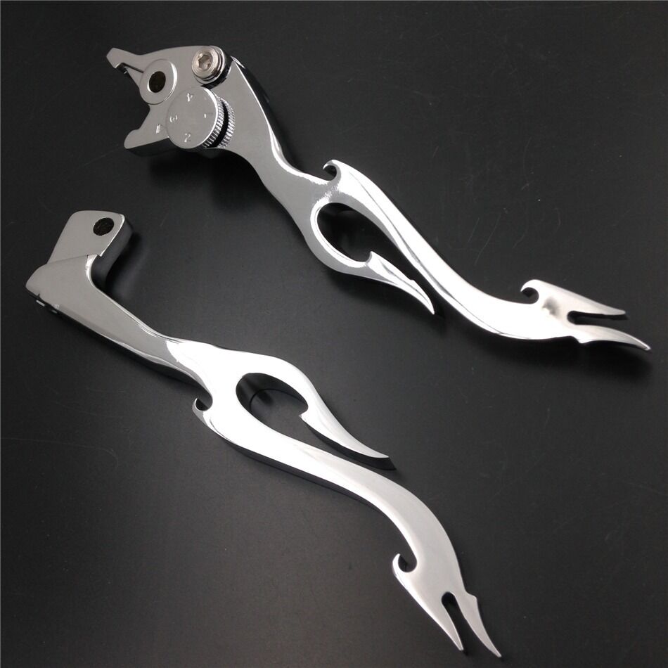 For Suzuki GSXR 600 750 Katana 750F SV650 SV650S CHROME Brake Clutch Flame Lever