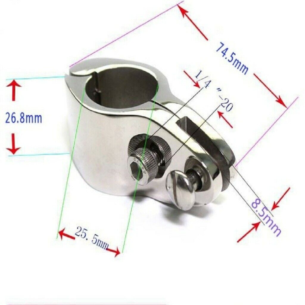 25mm /  1   Inch   Boat   Cover   Tube      Clamp   Marine   316   Grade