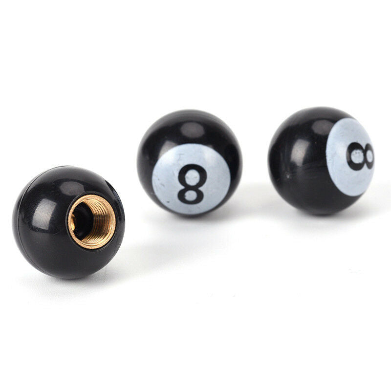 Black Pool 8-Ball Valve Stem Caps Motorcycle Car Truck SUV Bike Tire Air .l8