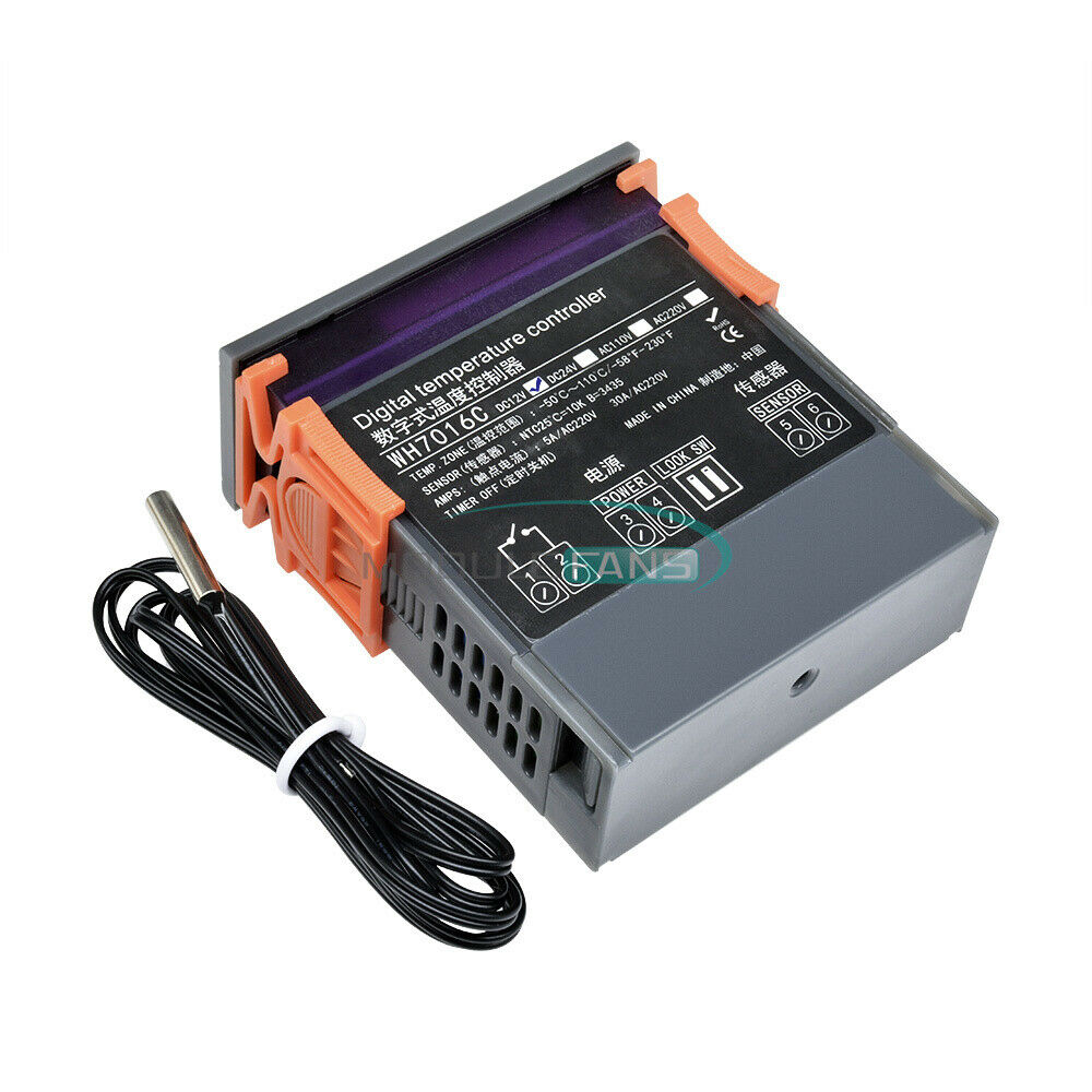 12V WH7016C Digital Temperature Controller Thermostat Switch NTC 10K/3435 Sensor