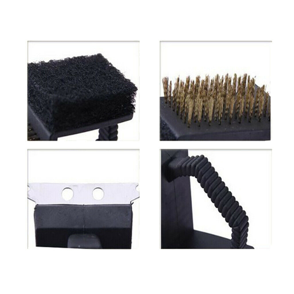 3-In-1 Barbecue BBQ Brush Tool Cleaning Brush Camping Grill Cleaner Scourer