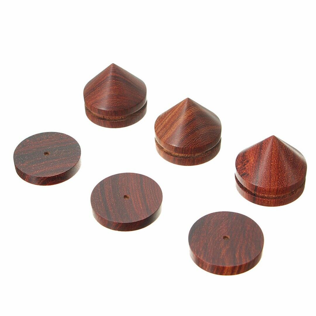 8Pcs Rosewood Speaker Isolation Feet Stand 23mm/0.91" Wooden Spikes + Base Pads