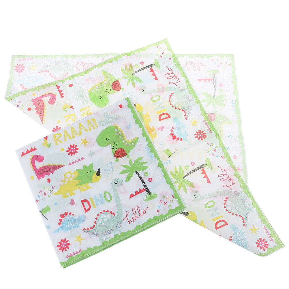 12x Dinosaur Theme Paper Napkins For Kids Birthday Party Tissue Napkin Dec.l8