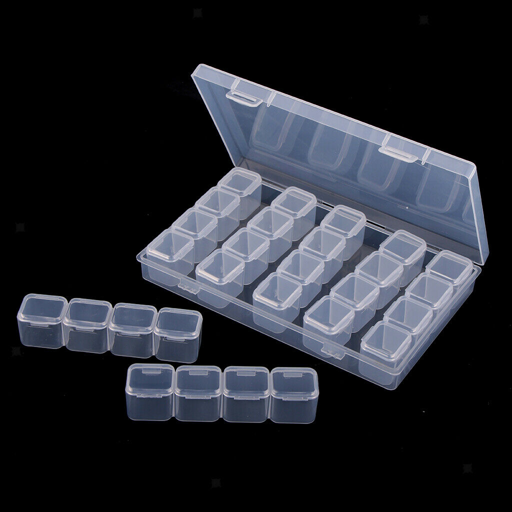 12Pcs 28Slots Transparent Jewelry  Mini Things Small Items Holder Plastic