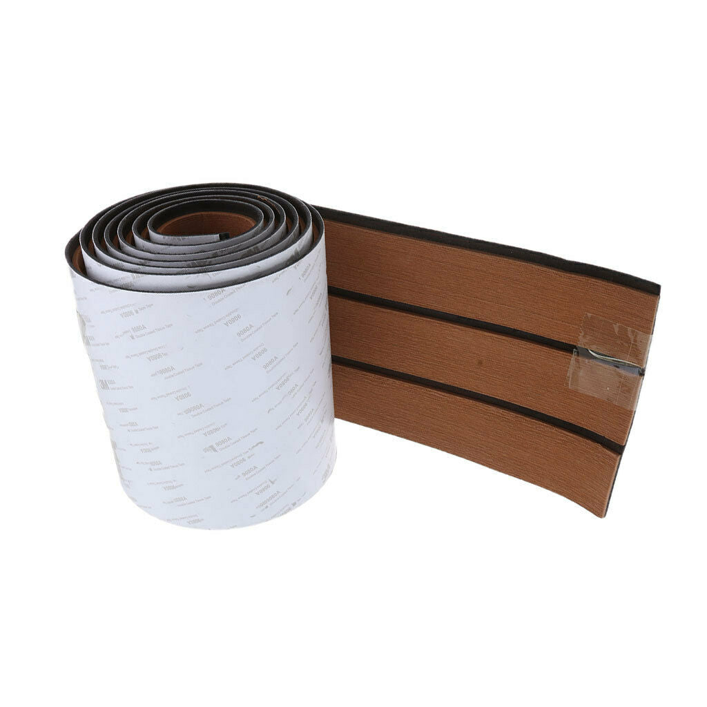 Self Adhesive Yacht EVA Foam Teak Synthetic Sheet Light Brown Black Stripe