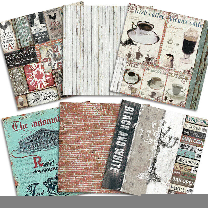 12Pcs 6" Time Flies Scrapbooking Paper Pad DIY Handmade Craft Background Decor