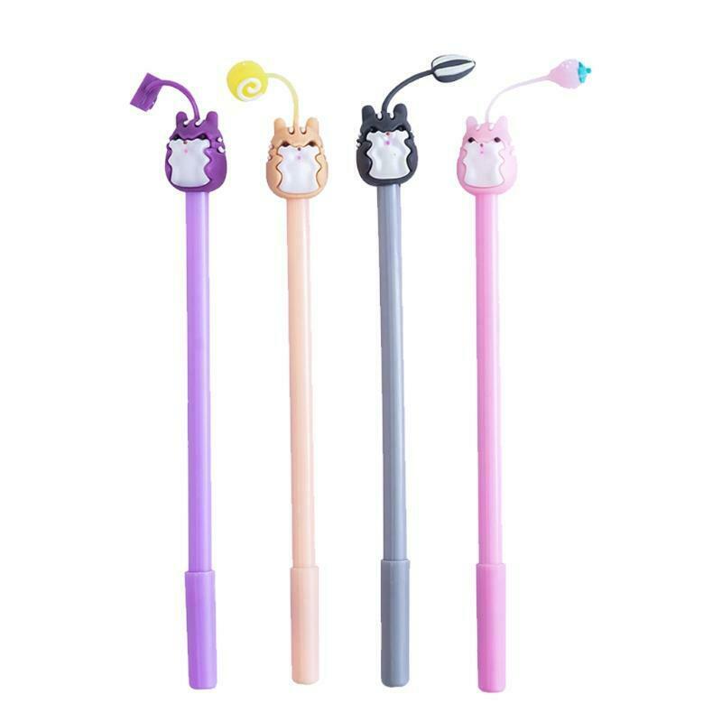 4pcs Cartoon Black Gel Ink Pen Signature Pen Sets for Students Scrapbook Lovers