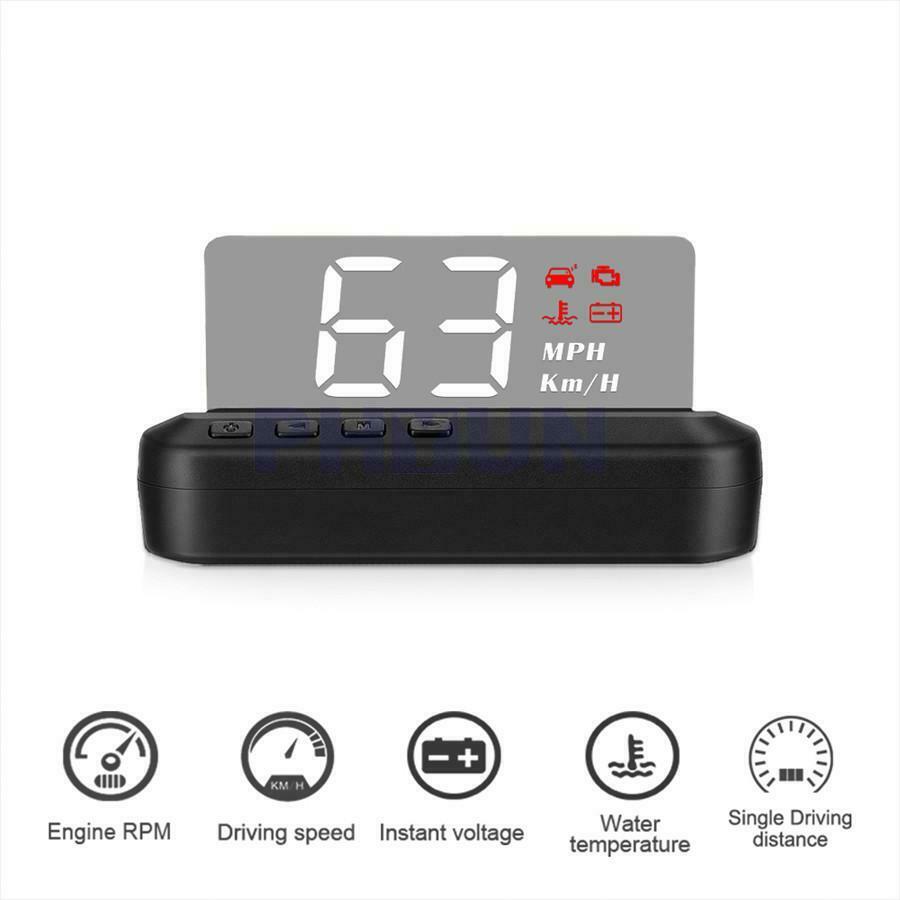 Car HUD Speedometer Head Up Display OBD2 Overspeed Tired Security Alarm KMH MPH