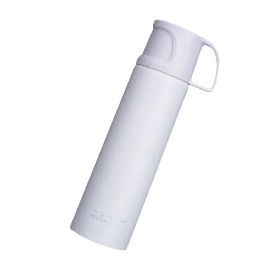 500ml Stainless Steel Vacuum Insulated Mug Coffee Tea Cup with Cup White