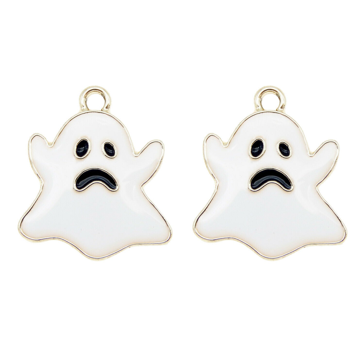 12 pcs Halloween Ghost Alloy Charm Enamel White Pendant Earring Findings 20*18mm